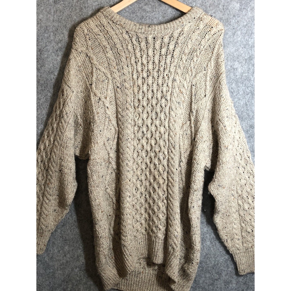 Aran Crafts Sweater XL Tan Triple Knit Pullover Fisherman Classic Irish